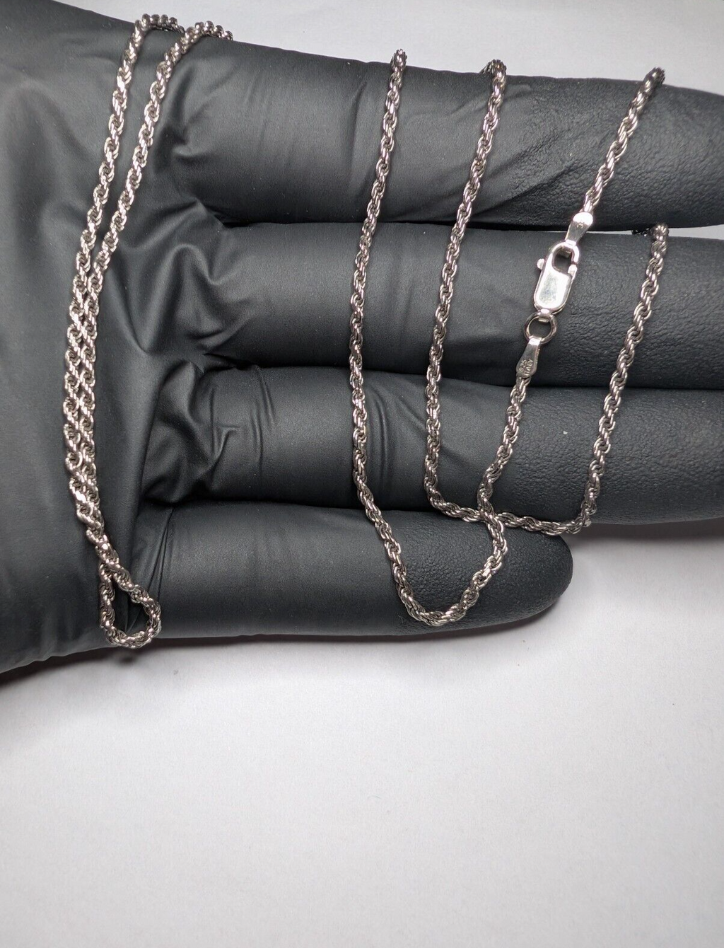 Black Rhodium 925 Italian Sterling Silver 1.8mm 26'' Rope Chain Necklace 
