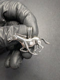 Solid 925 Sterling Silver Oxidized Finish Galloping Mustang / Horse Pendant