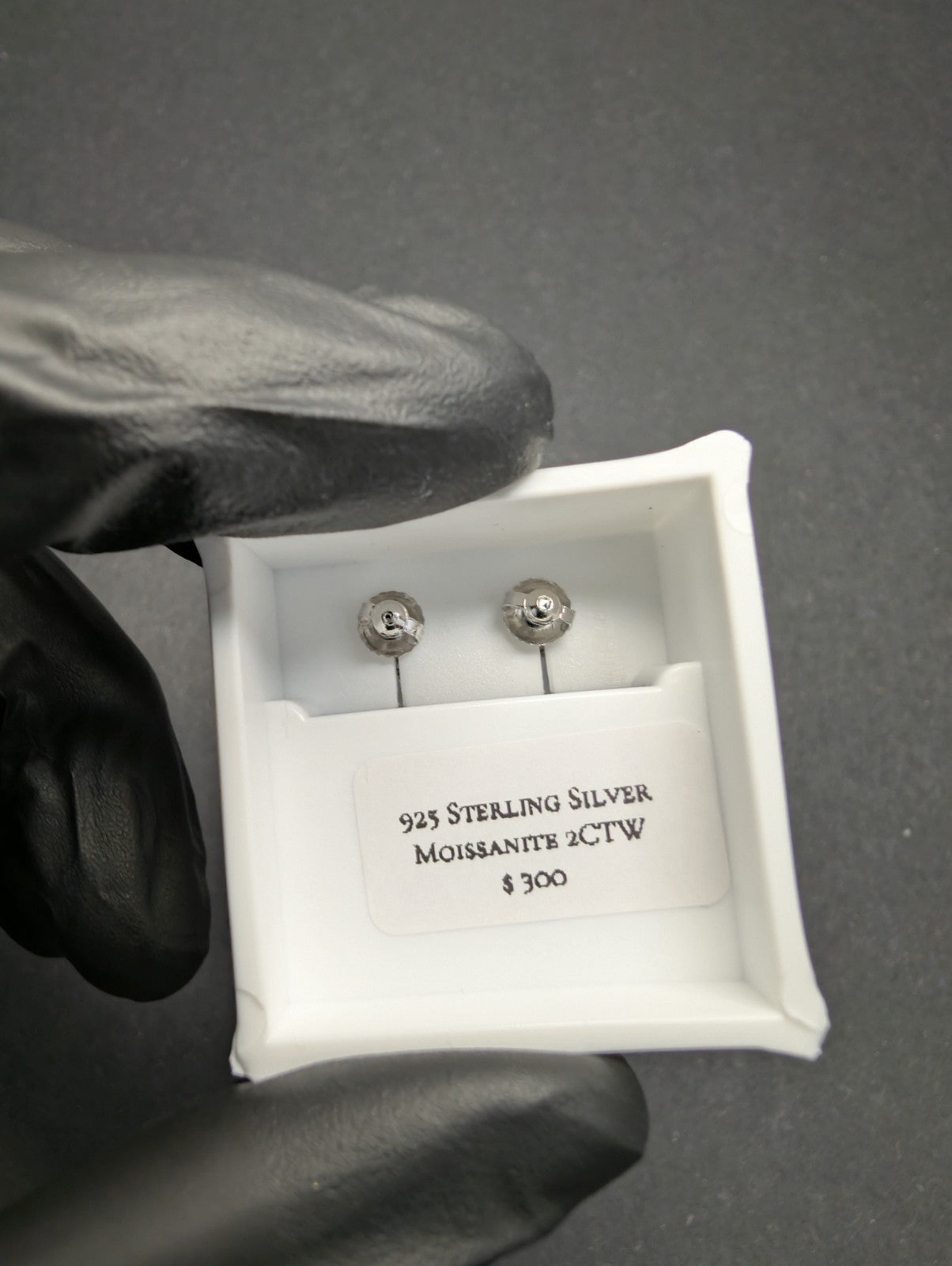 Solid 925 Silver GRA Certified VVS D 6.5mm Moissanite Solitaire Studs 2CTW