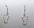 Solid 925 Kawaii Anime Kitty Cat Dangle Earrings