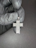 Solid 925 Silver Iced Out VVS D Color Moissanite Squared Cross Pendant