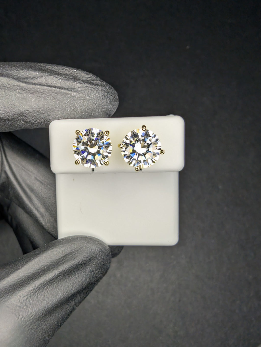 Gold over 925 Silver VVS D 9.0mm Moissanite Solitaire Studs 5CTW