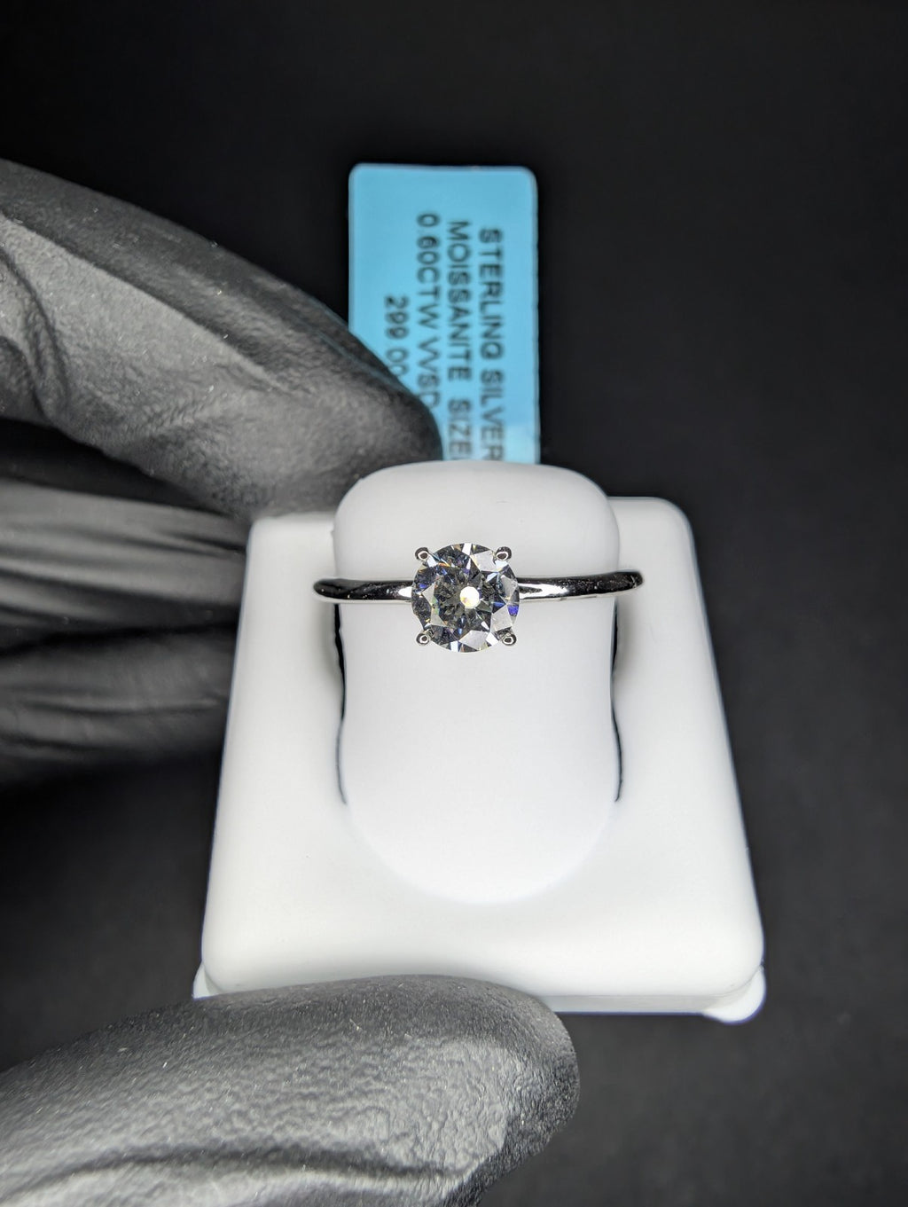 Solid 925 Sterling Silver VVS D Moissanite Solitaire Ring Size 8
