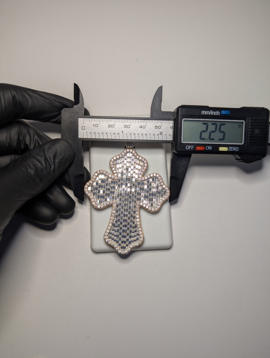 Two-Tone Rose Gold over Solid 925 Silver Huge Iced Out Moissanite Cross Pendant