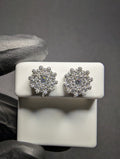Solid 925 Sterling Silver VVS D Moissanite 9.7mm Snowflake Halo Studs