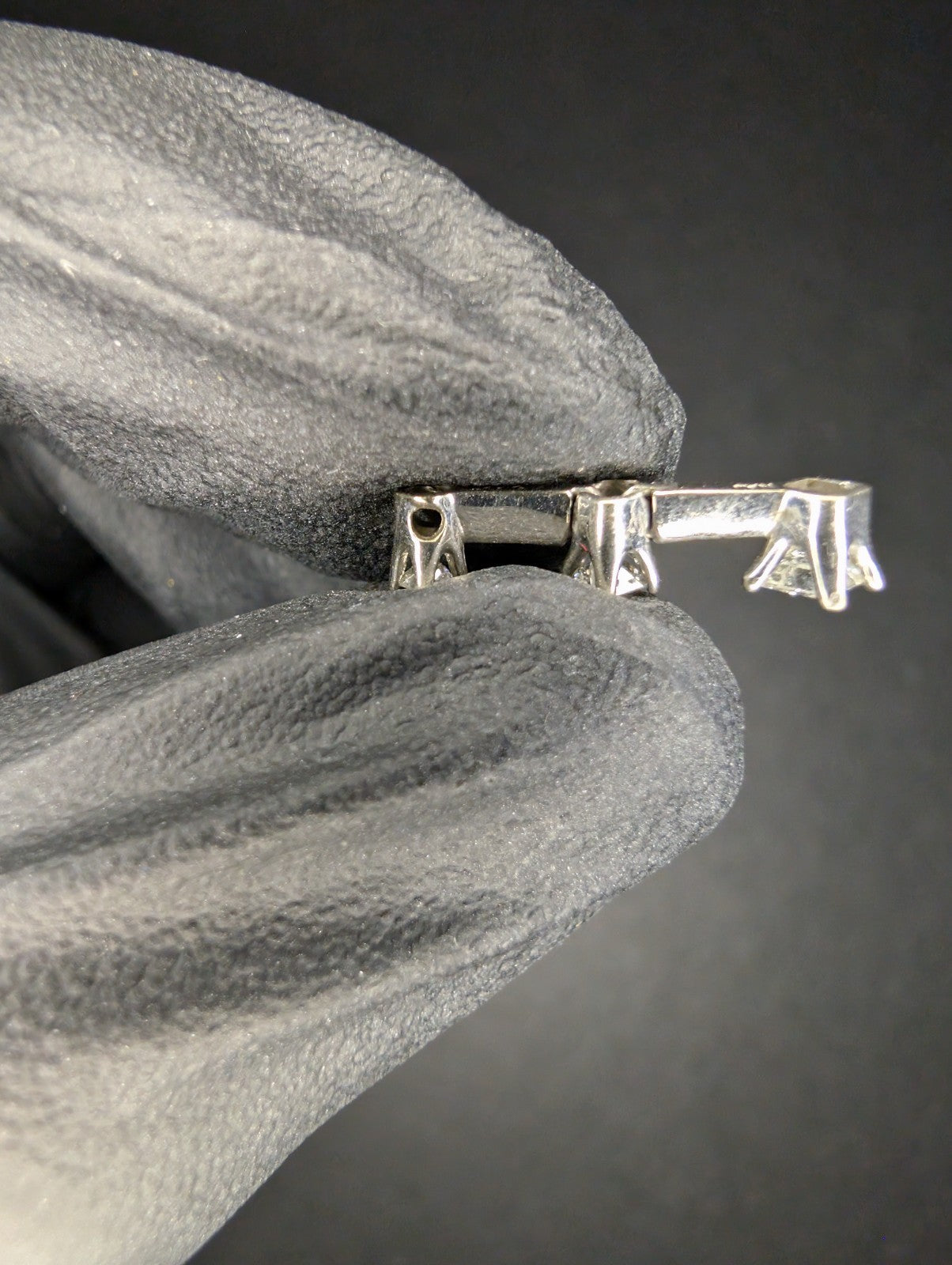 Solid 14K White Gold 3 Stone Princess Cut Natural Diamond Drop Style Pendant