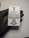 Solid 925 Silver Heavy Iced Out VVS1 D Moissanite Cross Pendant 14CTW