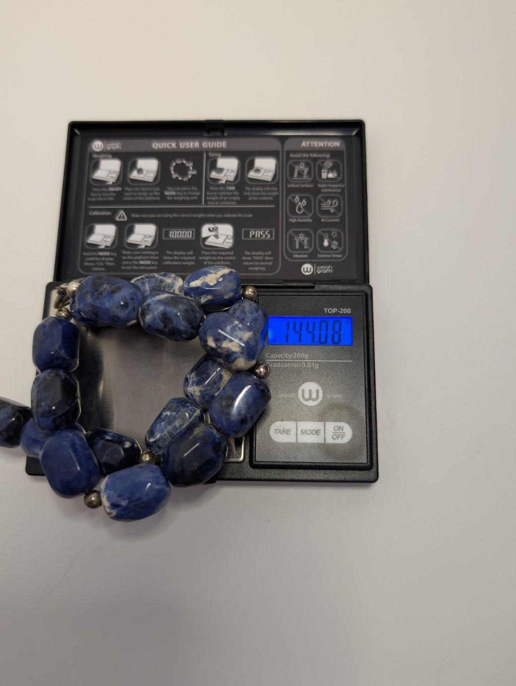 Vintage 925 Sterling Silver Toggle Clasp 18in 16mm Sodalite Necklace
