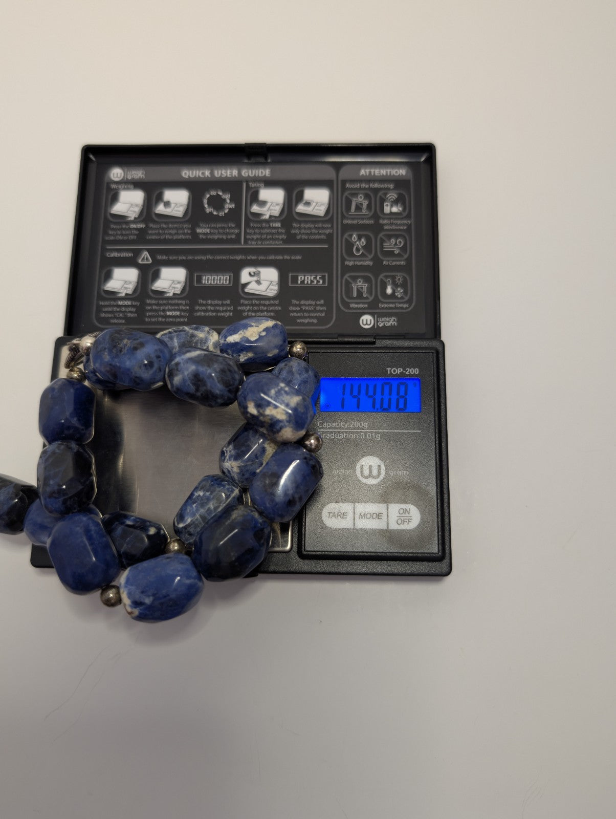 Vintage 925 Sterling Silver Toggle Clasp 18in 16mm Sodalite Necklace