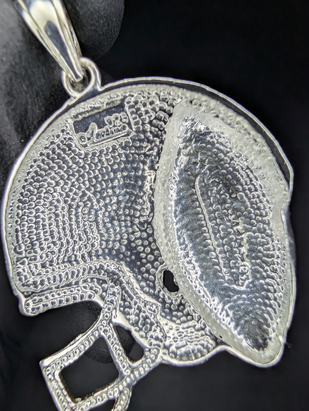 Solid 925 Sterling Silver Football and Helmet Pendant