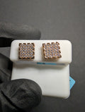Rose Gold over Solid 925 Sterling Silver 9.7mm Icy VVS D Moissanite Square Studs