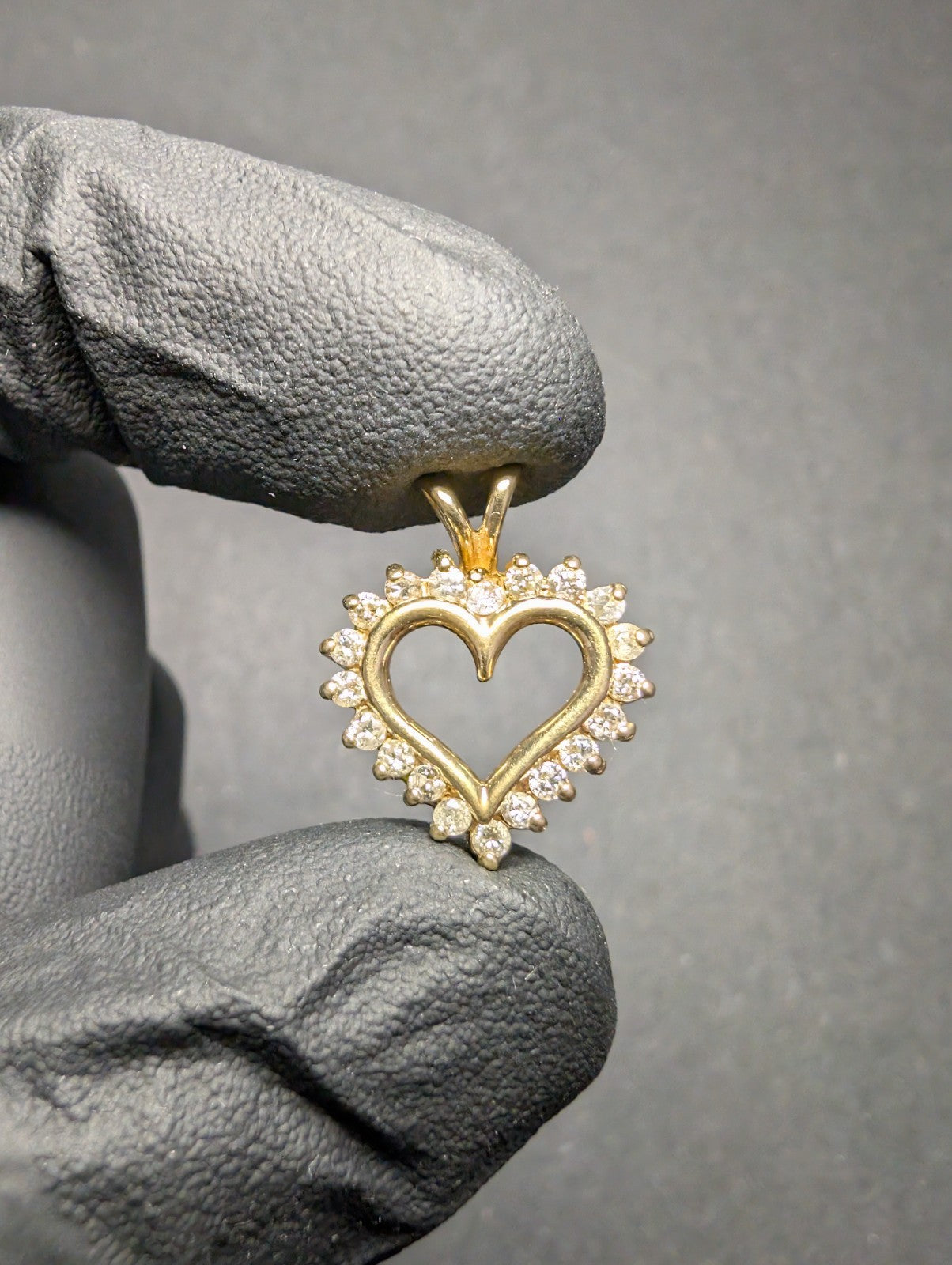 Vintage Solid 10k Yellow Gold Heart Shaped Pendant with .5 CTW Diamond