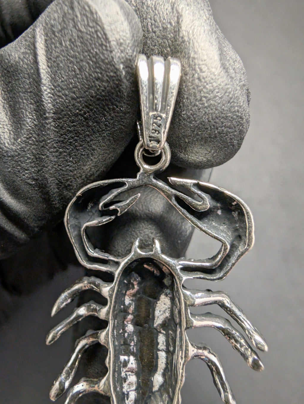 Solid 925 Sterling Silver Oxidized Finish Scorpion / Scorpio Pendant