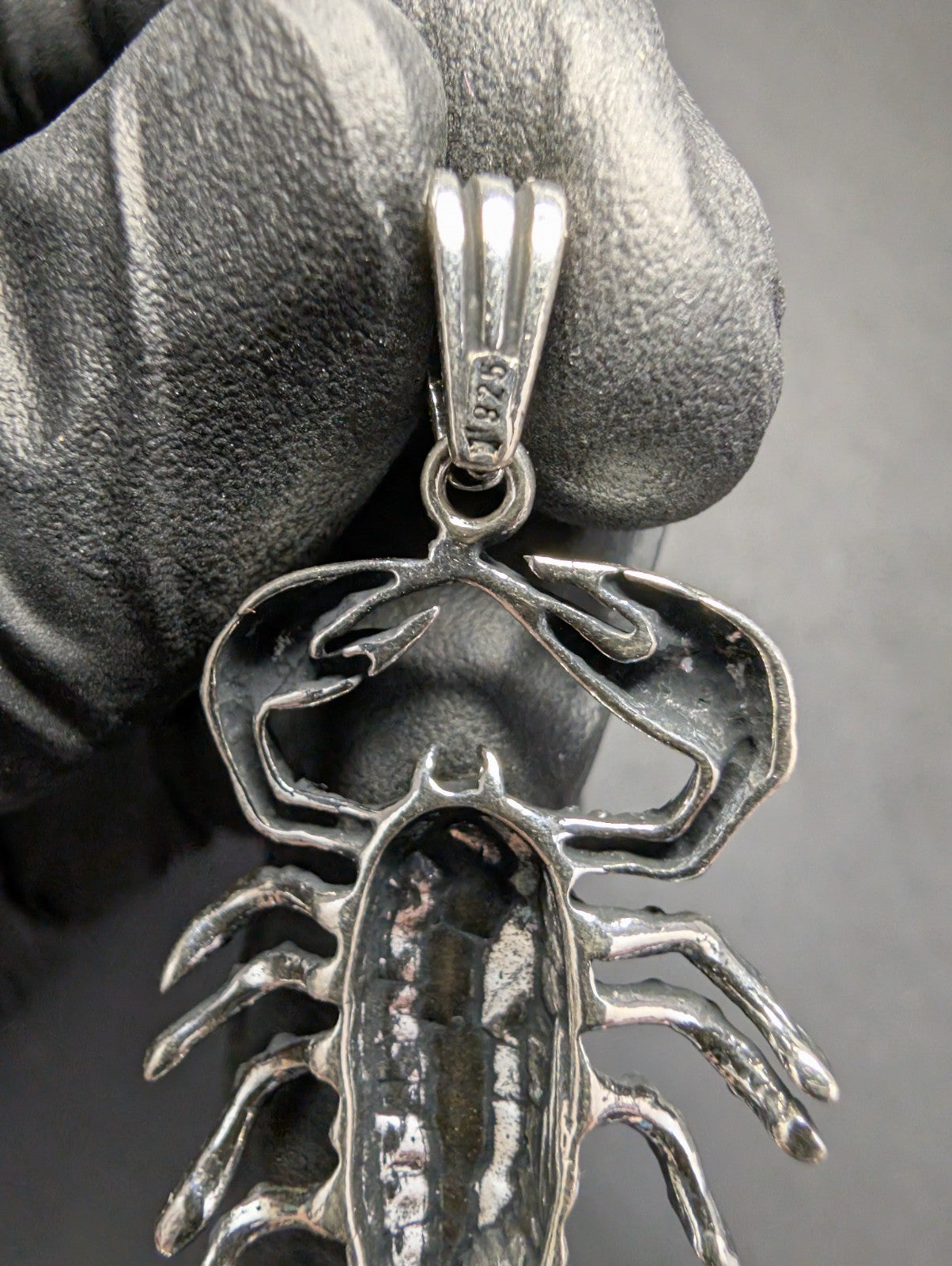 Solid 925 Sterling Silver Oxidized Finish Scorpion / Scorpio Pendant