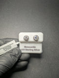 Solid 925 Sterling Silver 8.2mm VVS D Moissanite Bezel Solitaire Studs 2CTW