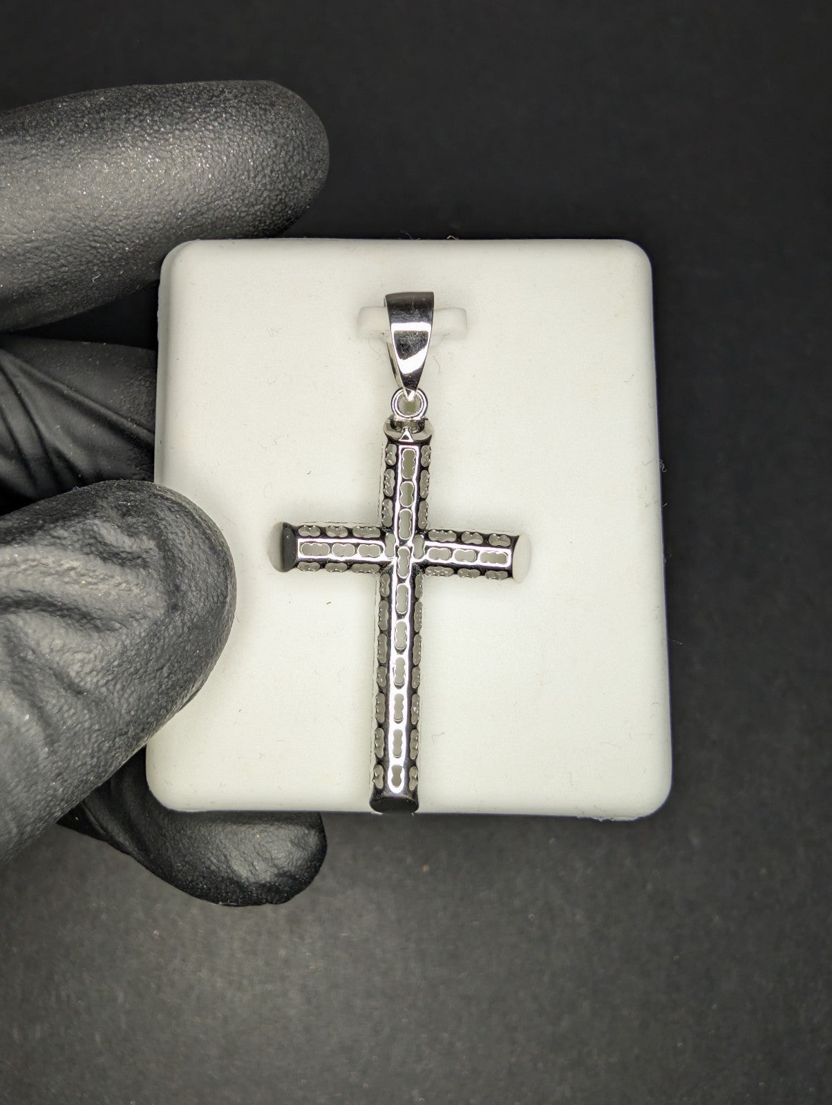 Hollow 925 Sterling Silver Cross Pendant with Hole Pattern