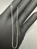 Solid 925 Italian Sterling Silver 9” 1.5mm Diamond Cut Rope Bracelet or Anklet