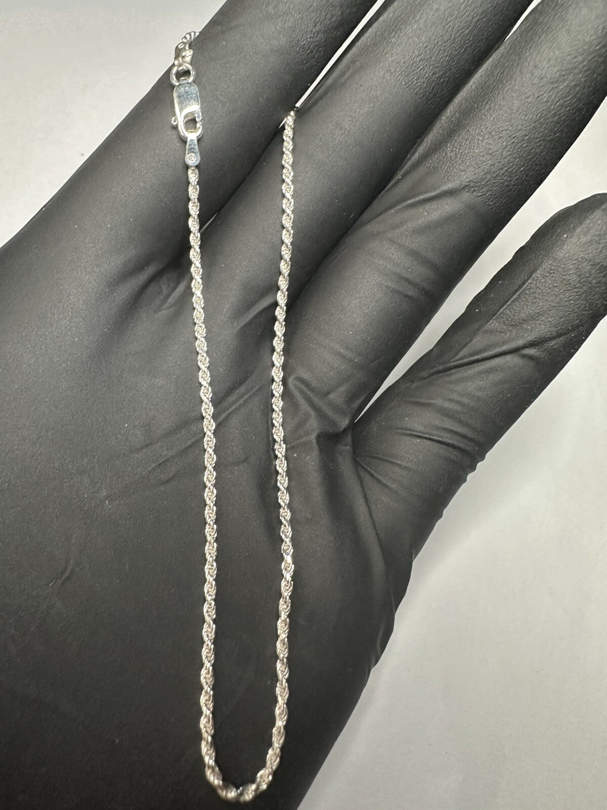 Solid 925 Italian Sterling Silver 9” 1.5mm Diamond Cut Rope Bracelet or Anklet