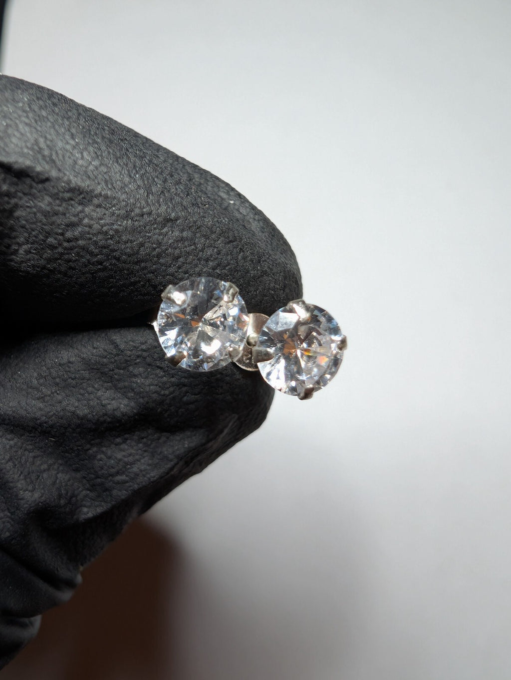 Solid 925 Sterling Silver 5.9mm Round CZ Stone Stud Earrings