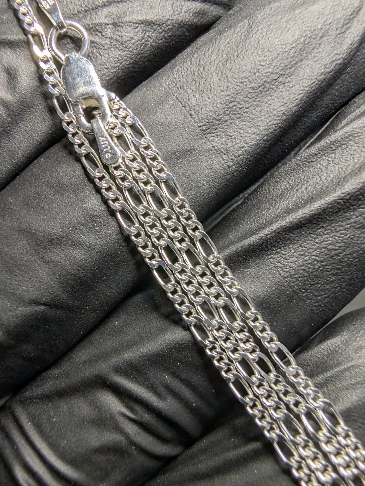 Solid 925 Italian Sterling Silver 18" 1.9mm Figaro Necklace