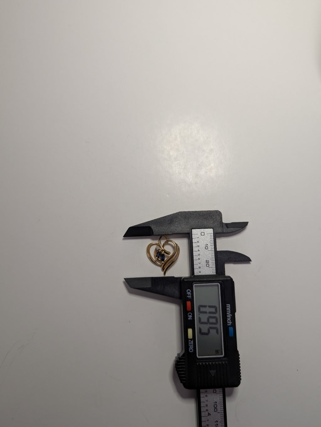 Vintage Solid 14k Yellow Gold Heart Pendant with Natural Diamond and Sapphires
