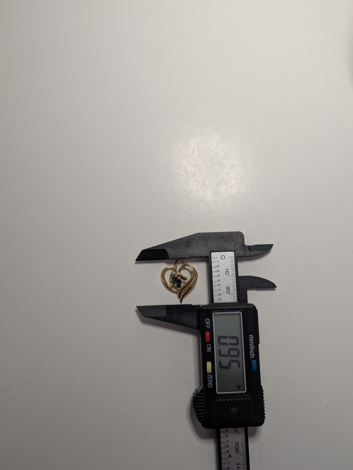 Vintage Solid 14k Yellow Gold Heart Pendant with Natural Diamond and Sapphires