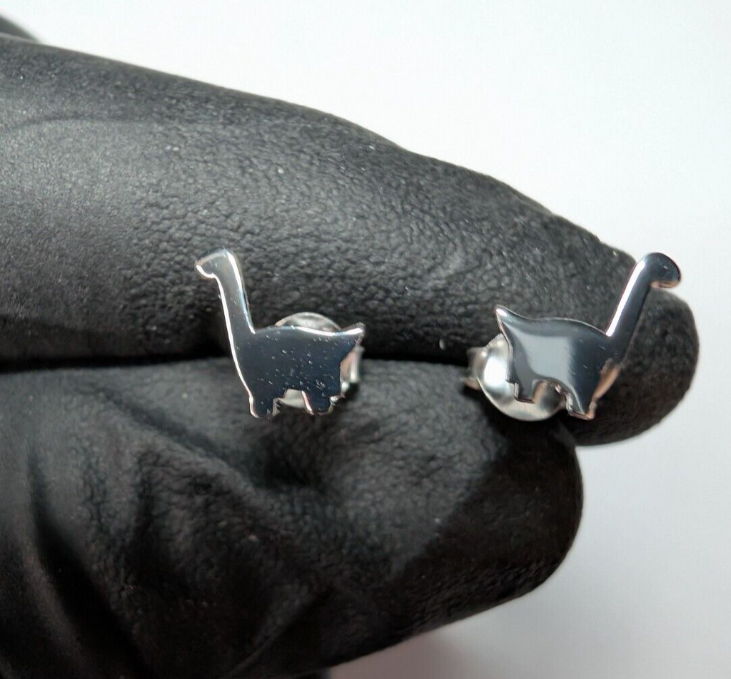 Solid 925 Sterling Silver Dinosaur Stud Earrings