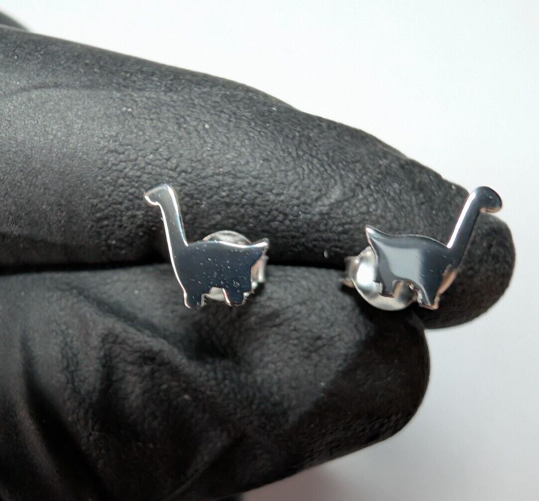 Solid 925 Sterling Silver Dinosaur Stud Earrings
