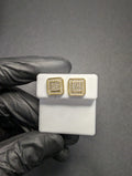 Gold over Solid 925 Sterling Silver 9.3mm VVS D Moissanite Square Cluster  Studs