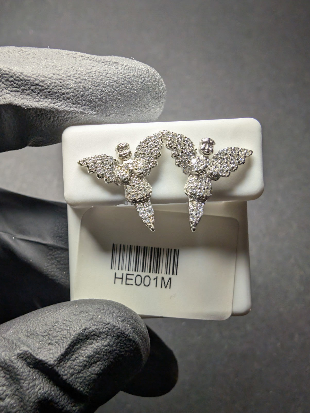Solid 925 Sterling Silver VVS D Moissanite Praying Angel Earrings