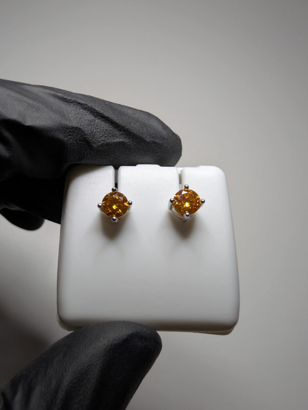 Solid 925 Sterling Silver 5mm Orange Moissanite 1CTW Solitaire Stud Earrings