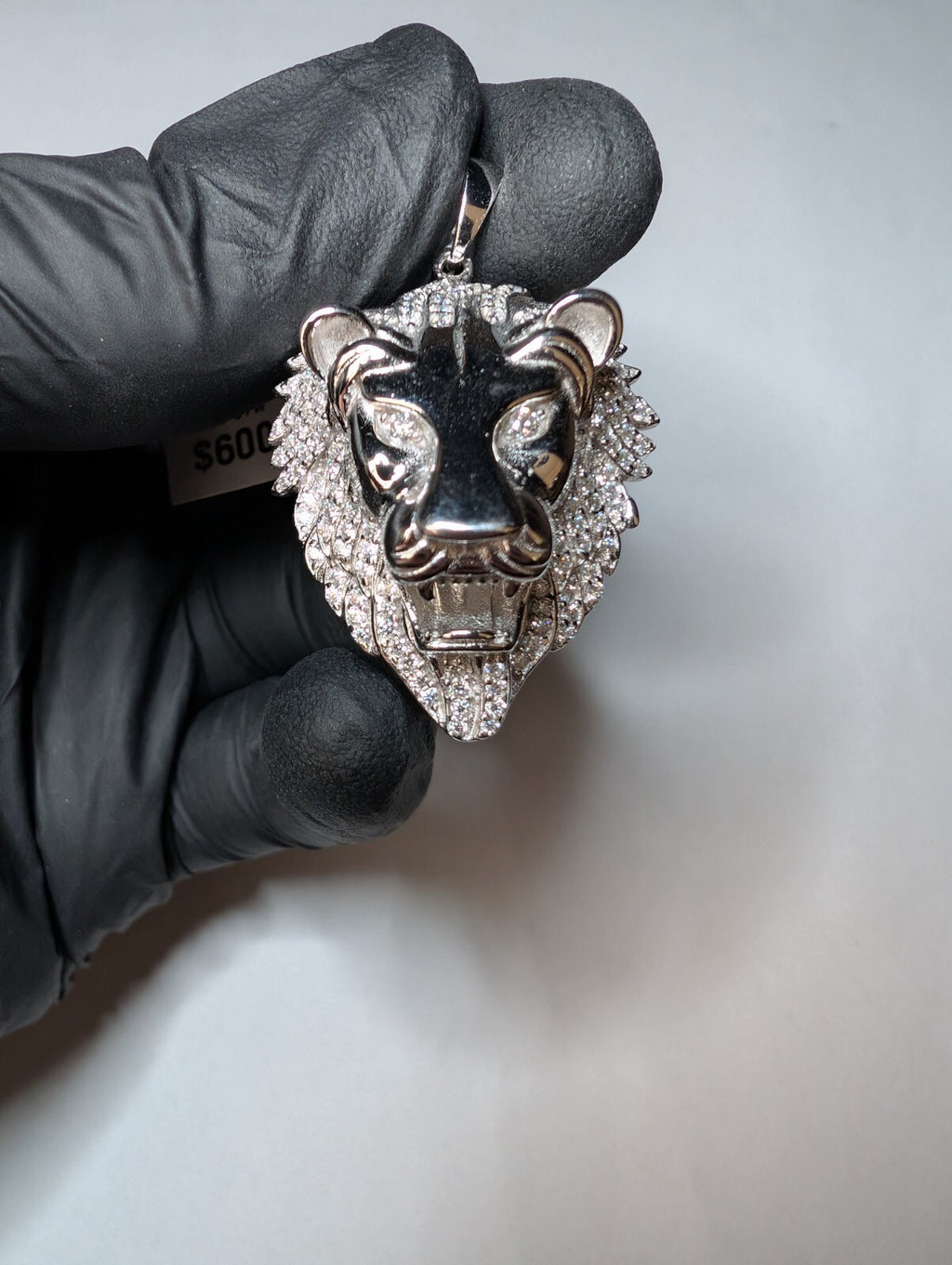 Solid 925 Sterling Silver Iced Out VVS D Color Moissanite Lion Pendant