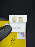 Gold over Solid 925 Silver GRA Baguette and Round Moissanite Rectangle Clusters