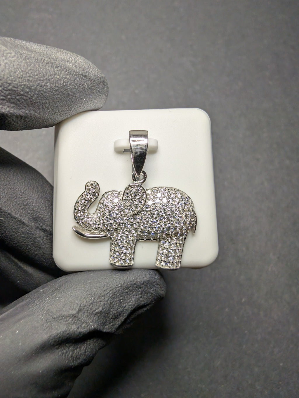 Solid 925 Sterling Silver Iced Out VVS D Moissanite Elephant Pendant