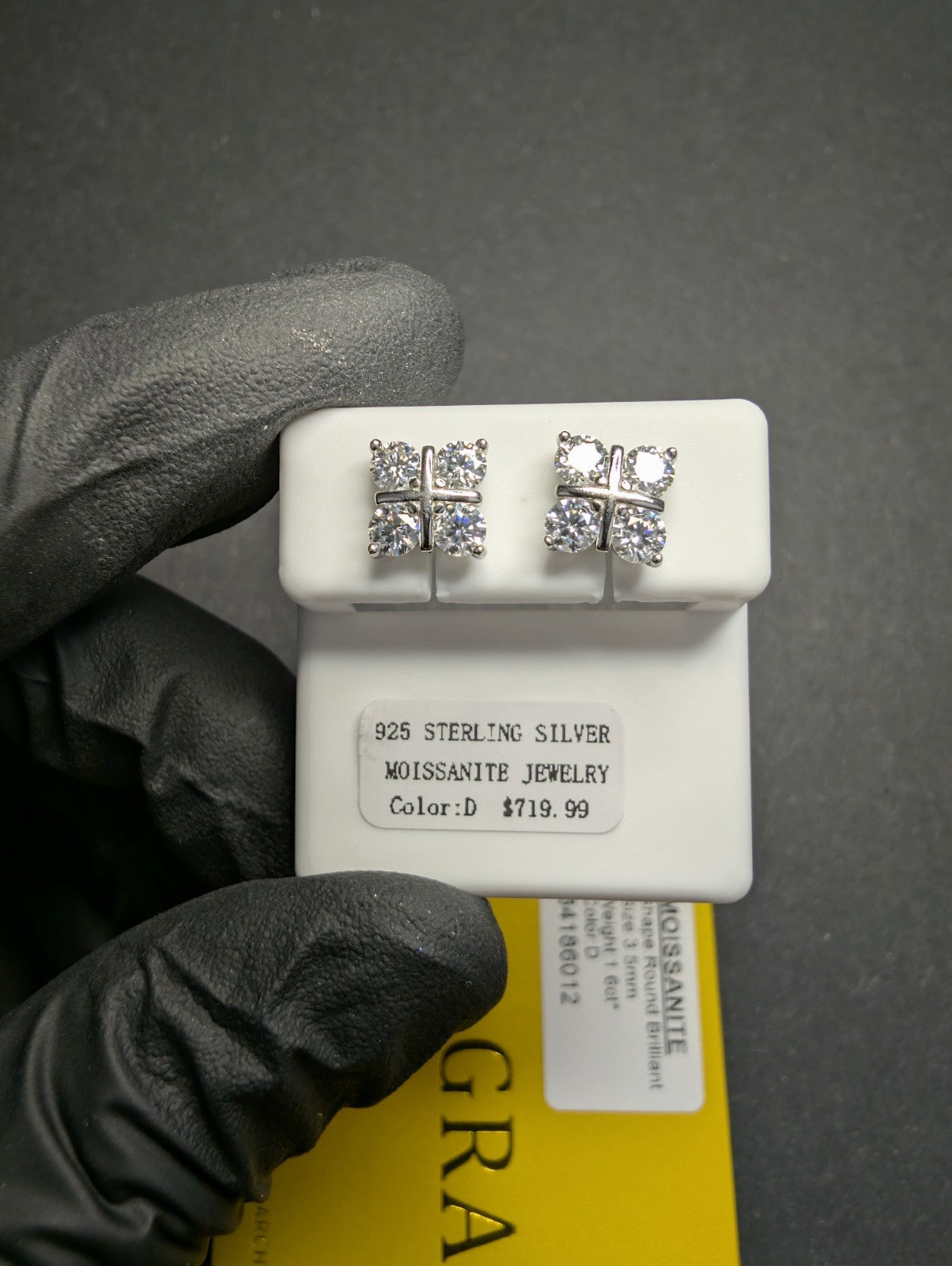Solid 925 Silver GRA Certified Moissanite 8.0mm Criss Cross Flower Stud Earrings