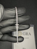Solid 925 Sterling Silver GRA Certified VVS Moissanite 2mm 7.5" Tennis Bracelet