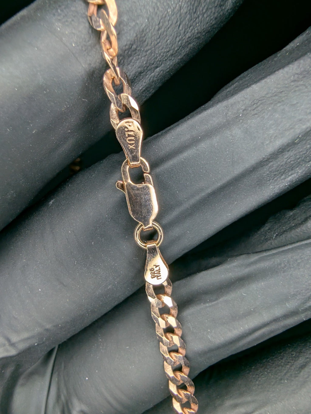 Rose Gold over Solid 925 Sterling Silver Flat Cuban Chain 4.1mm 24in Necklace