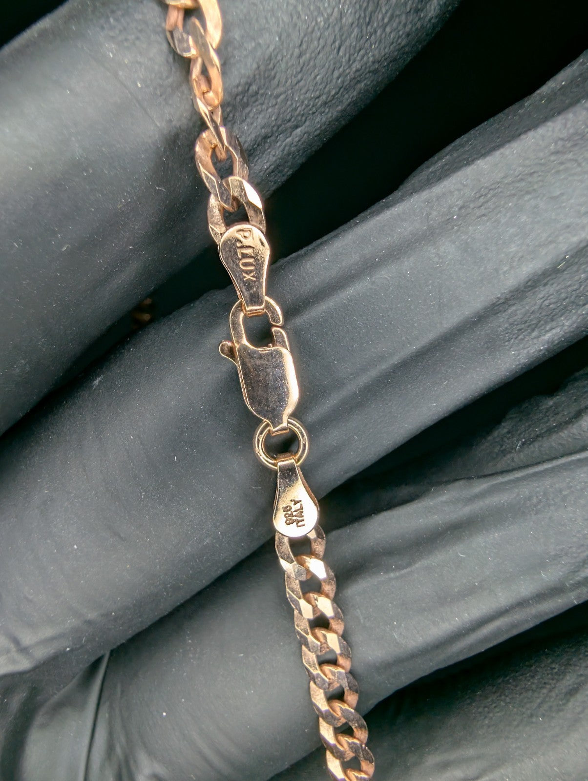 Rose Gold over Solid 925 Sterling Silver Flat Cuban Chain 4.1mm 24in Necklace
