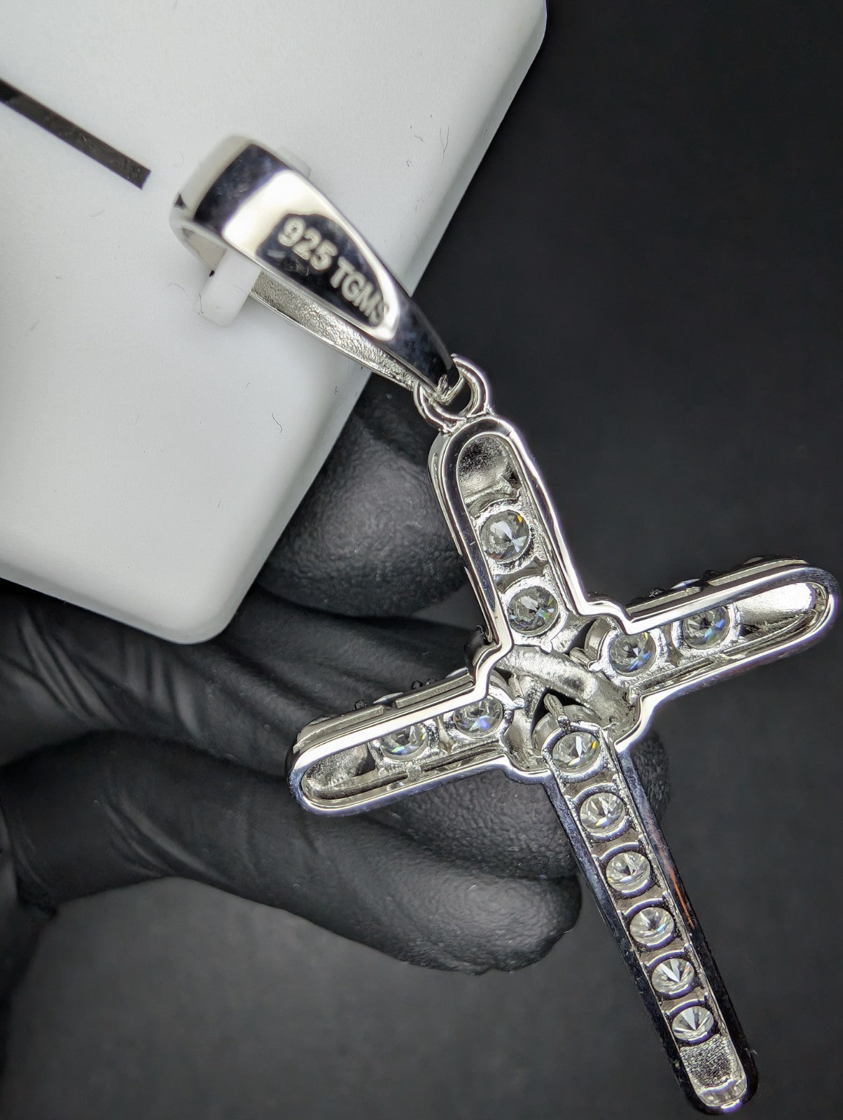 Solid 925 Sterling Silver Iced Out VVS D Color Moissanite X Tennis Cross Pendant