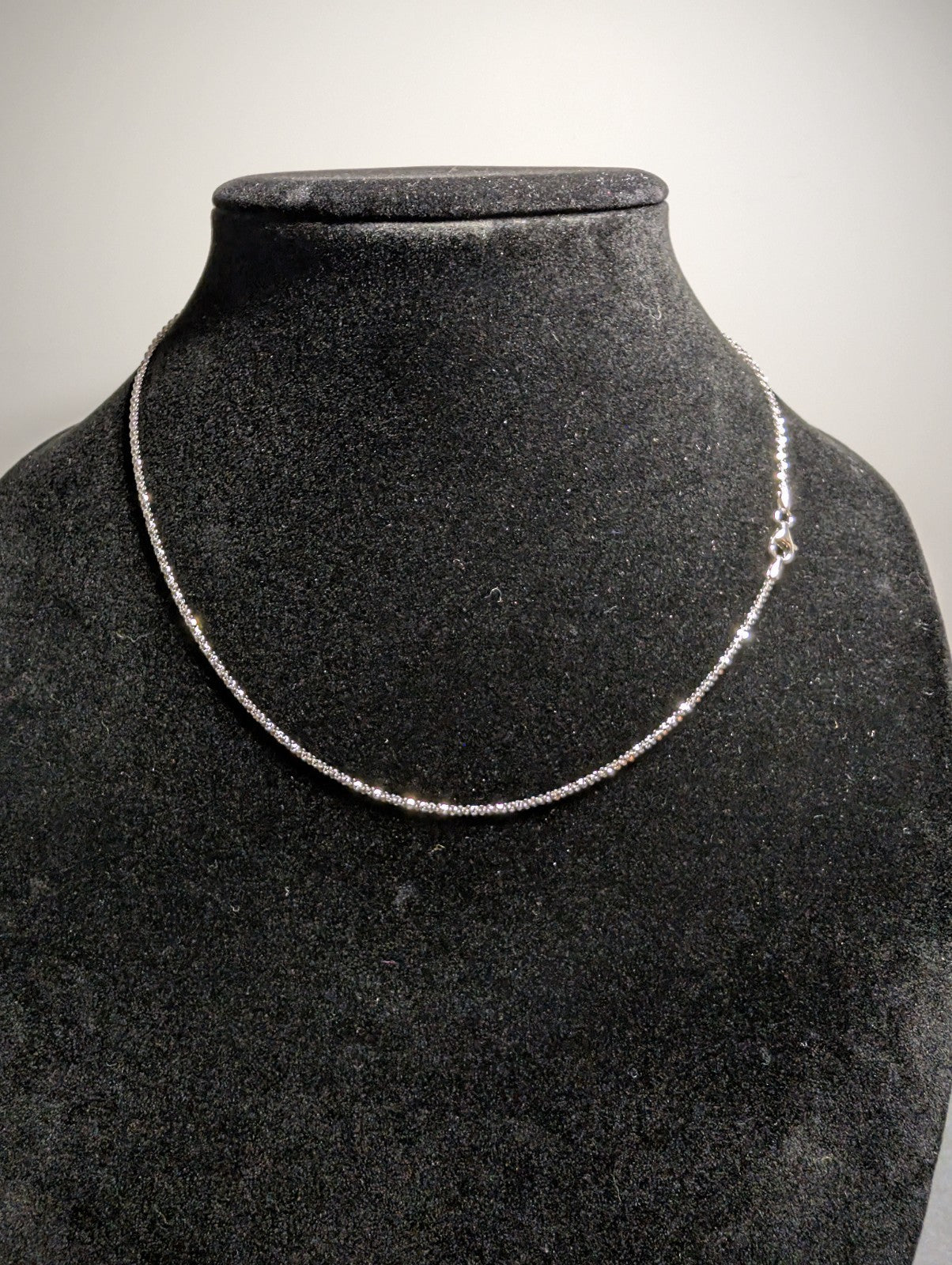 Solid 925 Italian Sterling Silver 1.7mm 18in Twisted Rock / Sparkle Necklace