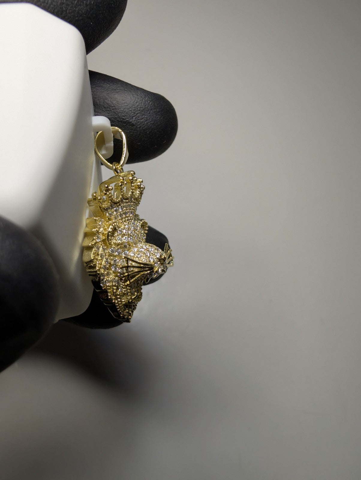 Gold over Solid 925 Sterling Silver Moissanite King of the Jungle Lion Pendant