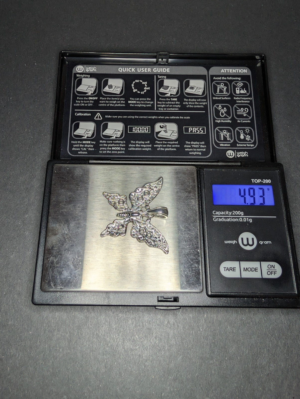 Solid 925 Sterling Silver Medium Butterfly Pendant
