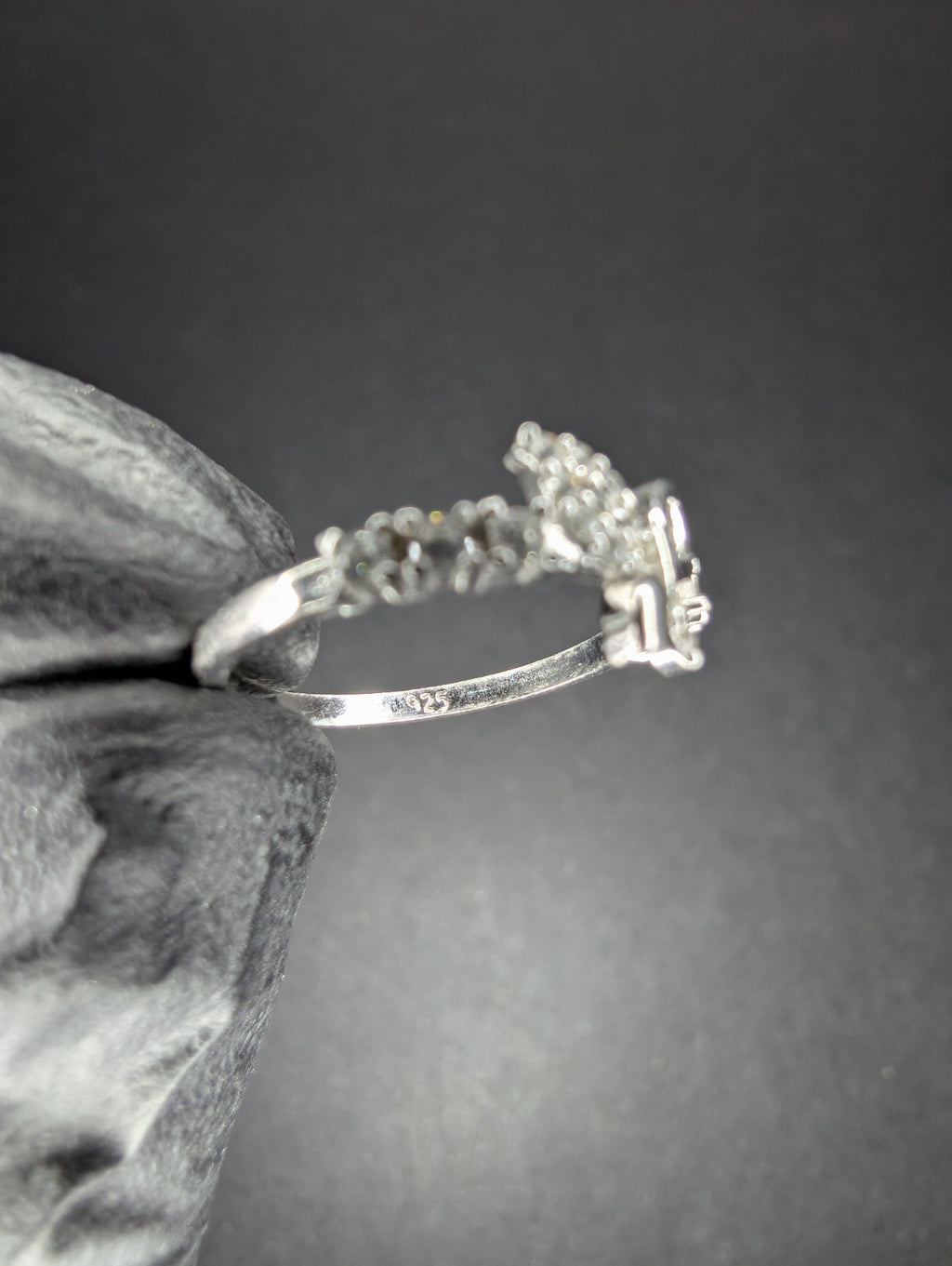 Solid 925 Sterling Silver Butterfly CZ Half Eternity Ring Size 6.5