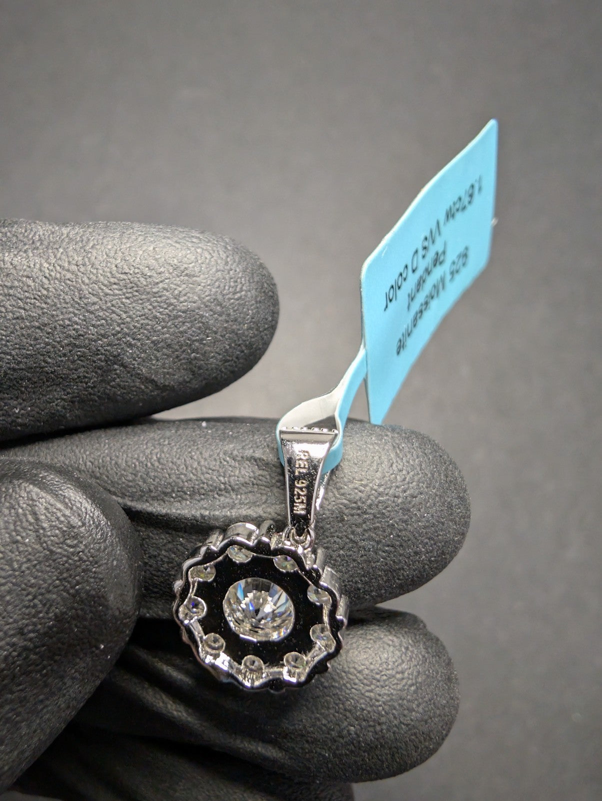 Solid 925 Silver Iced Out VVS D Moissanite Flower Cluster Pendant