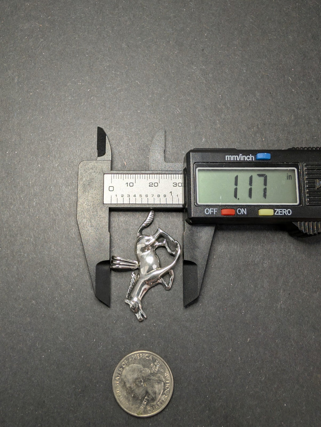 Solid 925 Sterling Silver Oxidized Finish Galloping Mustang / Horse Pendant