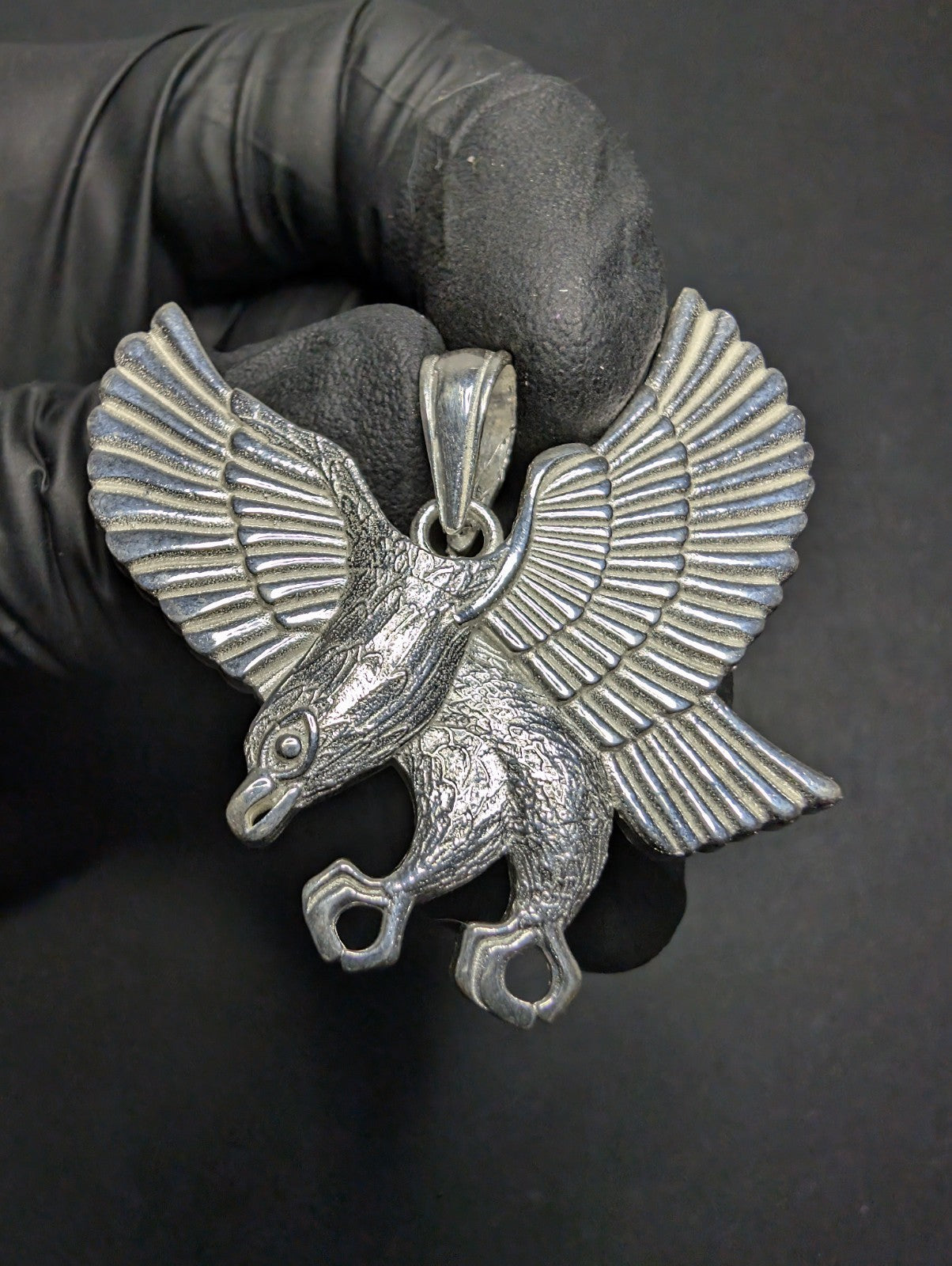 Solid 925 Sterling Silver Large Eagle Pendant