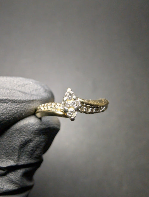 "Keepsake" Solid 10k Yellow Gold Marquise Shaped Diamond Cluster Ring size 7