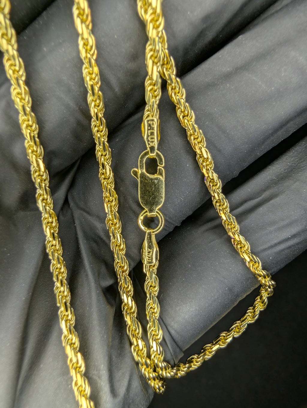 Gold over Solid 925 Italian Sterling Silver 20in 2.3mm Rope Chain Necklace