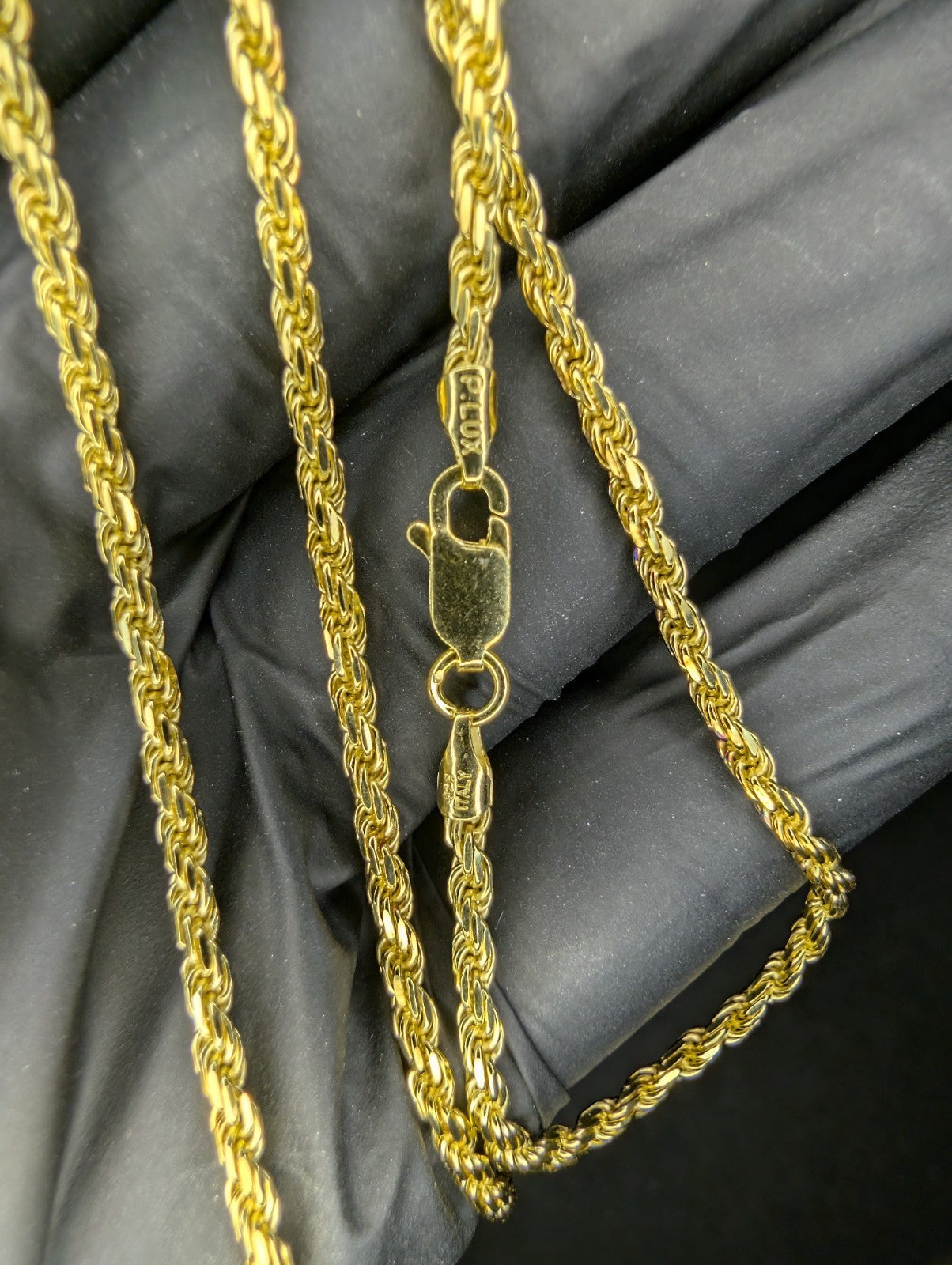 Gold over Solid 925 Italian Sterling Silver 20in 2.3mm Rope Chain Necklace