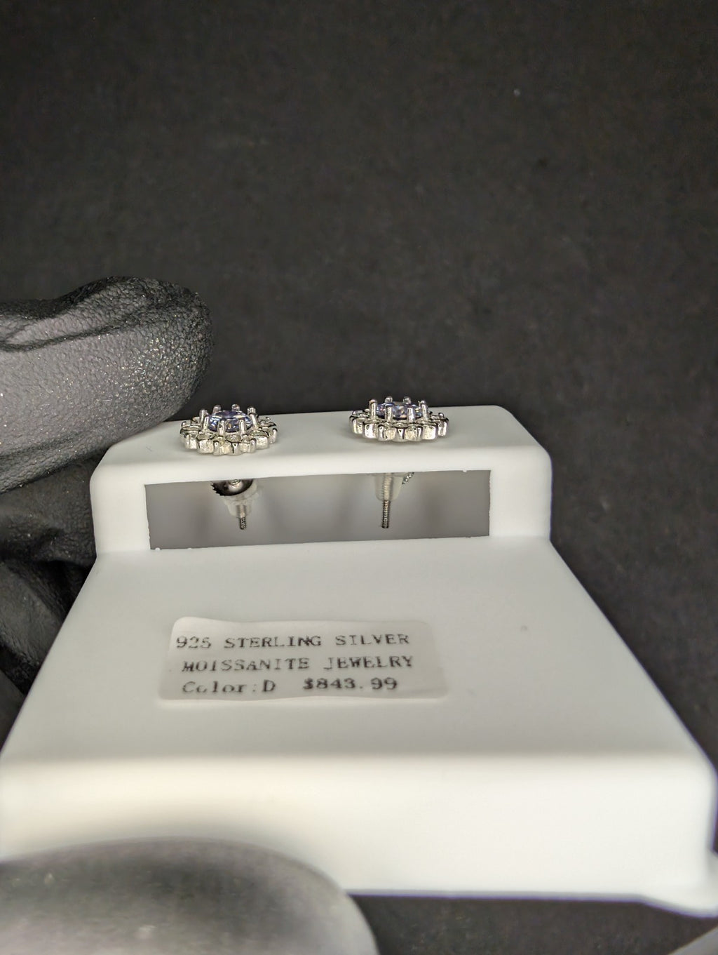 Solid 925 Silver GRA Certified Ice Lavender Moissanite Flower Halo 9.7mm Studs